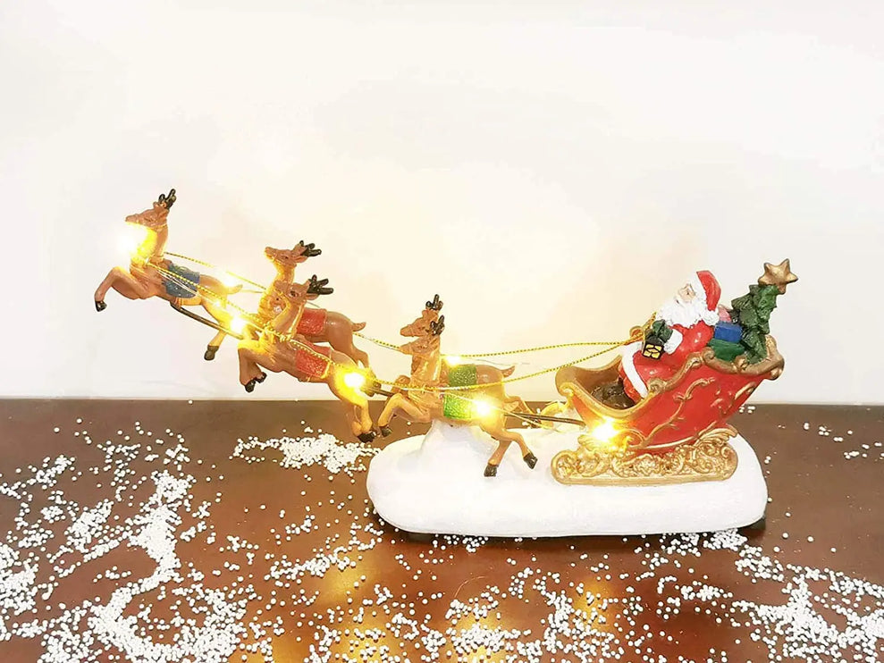 Reindeer and Santa Claus Sleigh with LED Light