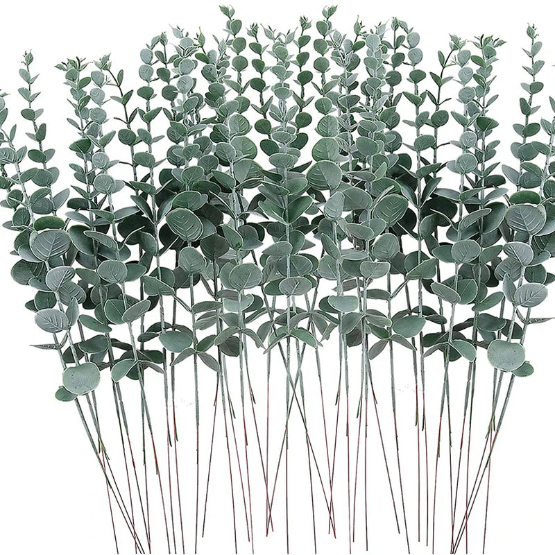 Hojas de eucalipto artificiales escarchadas para decoraciónPlantas artificialesHome & Garden > Decor > Artificial Flora > Artificial Non-Flowering Plants