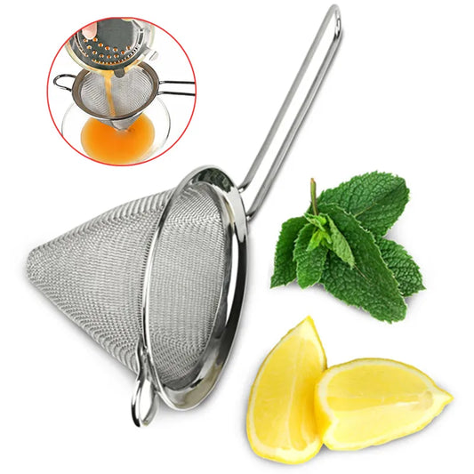 Conical stainless steel strainer
