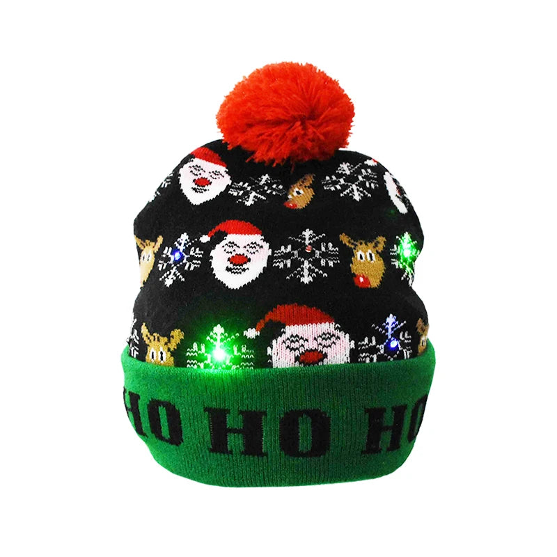 Gorro navideño con luz LED para niños