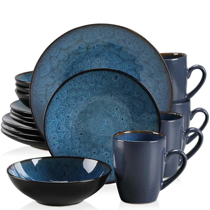 Vajilla de gres vintage azul/marrón con esmalte reactivo 16/32/48 piezasVajillas completasHome & Garden > Kitchen & Dining > Tableware > Dinnerware > Dinnerware Sets