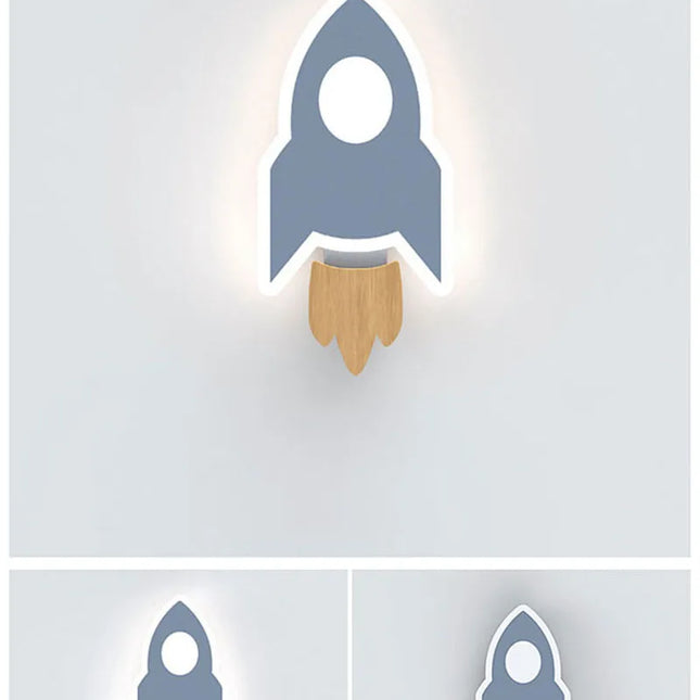 LED wall lamp in the shape of a rocket, moon and star