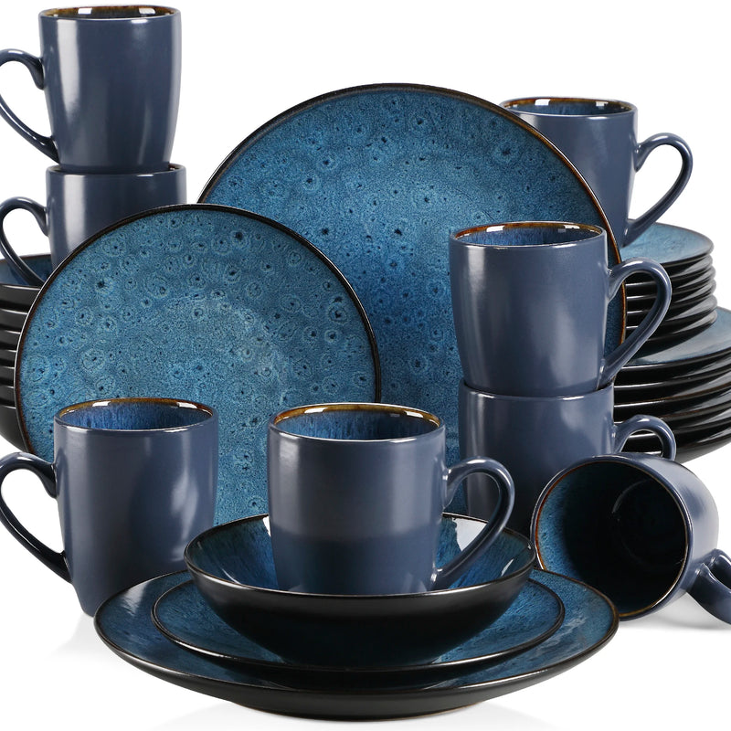 Vajilla de gres vintage azul/marrón con esmalte reactivo 16/32/48 piezasVajillas completasHome & Garden > Kitchen & Dining > Tableware > Dinnerware > Dinnerware Sets