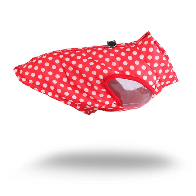 Chaleco impermeable con estampado de lunares para perros