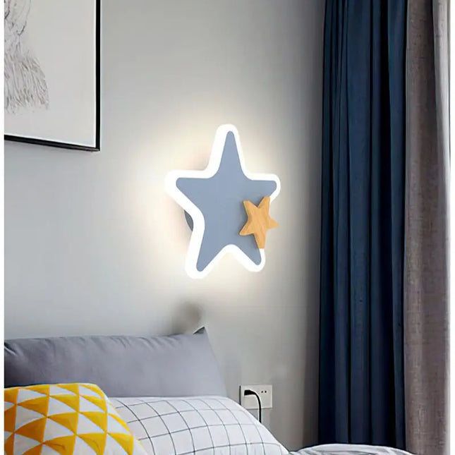 LED wall lamp in the shape of a rocket, moon and star