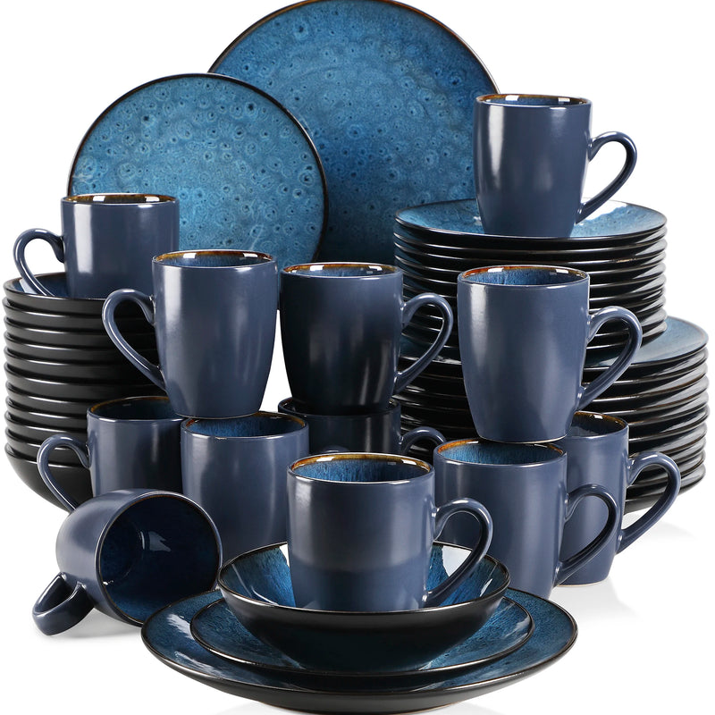 Vajilla de gres vintage azul/marrón con esmalte reactivo 16/32/48 piezasVajillas completasHome & Garden > Kitchen & Dining > Tableware > Dinnerware > Dinnerware Sets