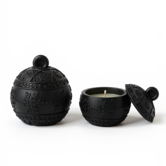 Bola de navidad cerámica negra mate | diseño acanalado