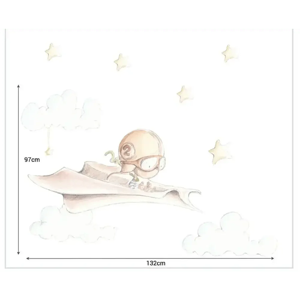 Vinilo decorativo infantil con diseño de avión de papel