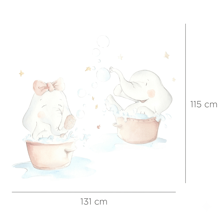 Vinilo decorativo infantil elefantitos al baño para decorar