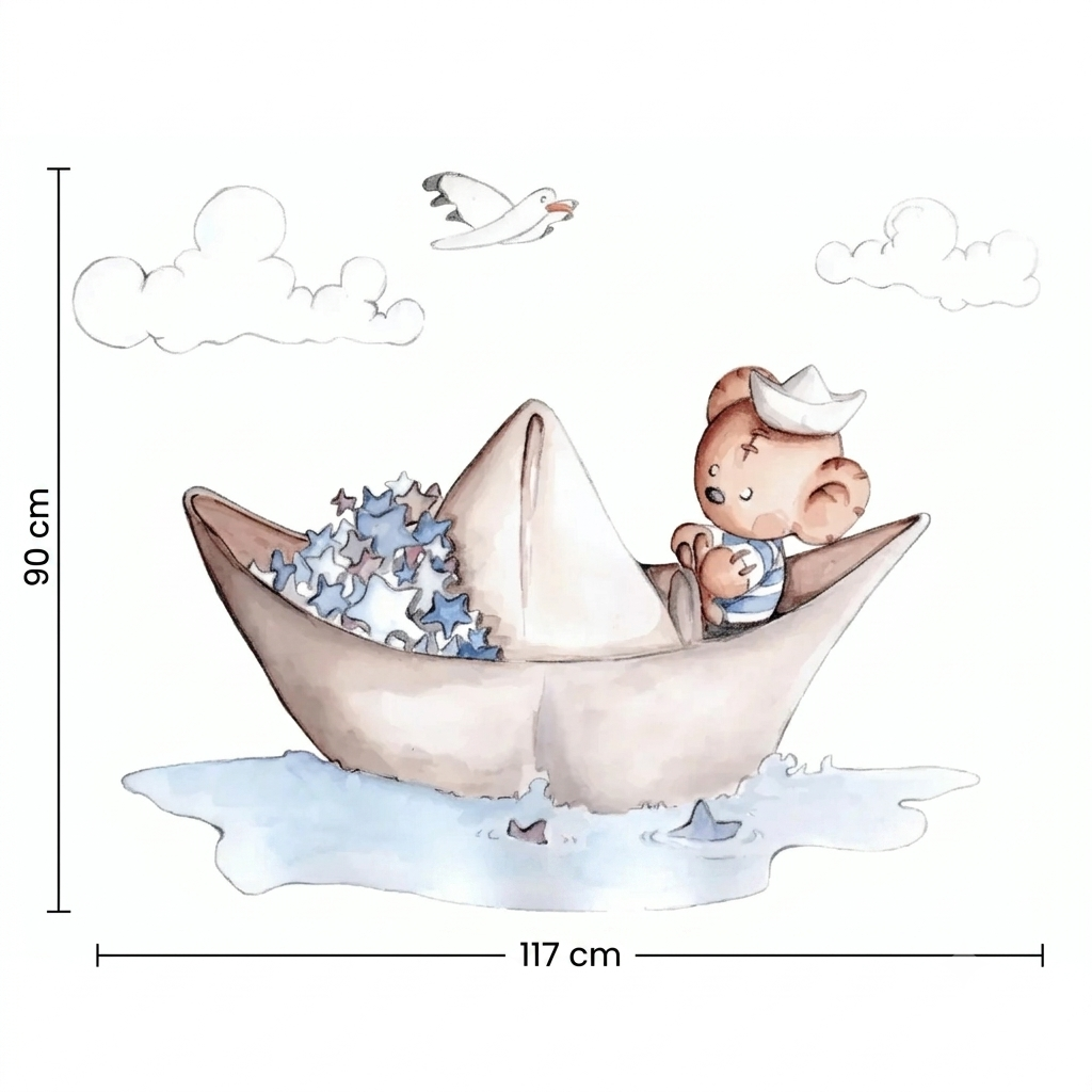 Decorative vinyl for children: paper boat for children