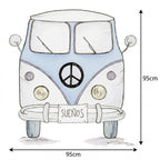 Autocolante decorativo infantil em vinil azul VAN 95x95 cm para decoração.