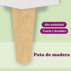 Mesita de noche con patas de madera maciza blanca 40x35x69 cm