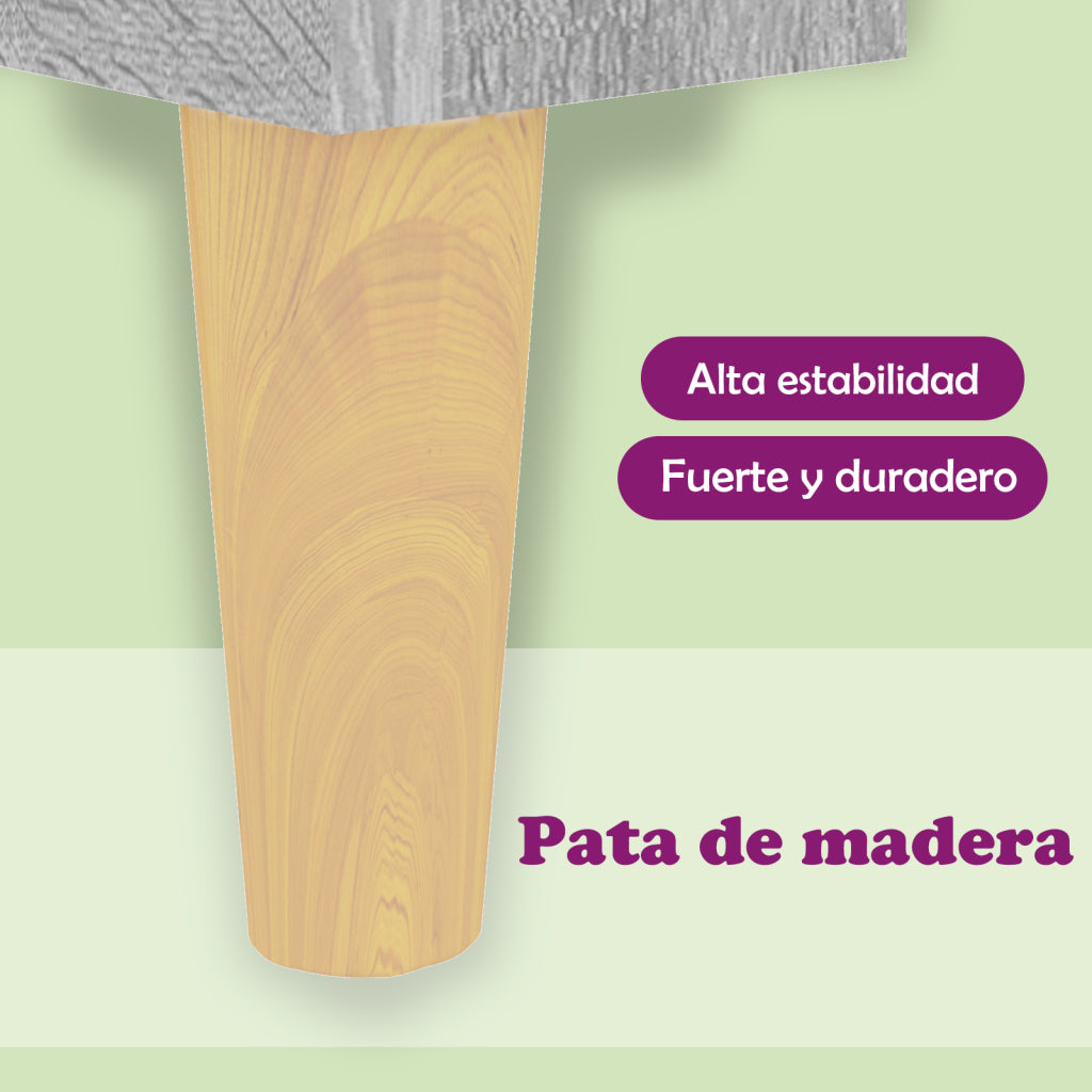 Mesita de noche patas madera maciza gris Sonoma 103,5x35x50 cm