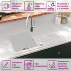 Fregadero reversible blanco de granito una cubeta escurridor