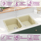 Fregadero de cocina Beige 76 x 48 x 30 cm Cuarzo y resina