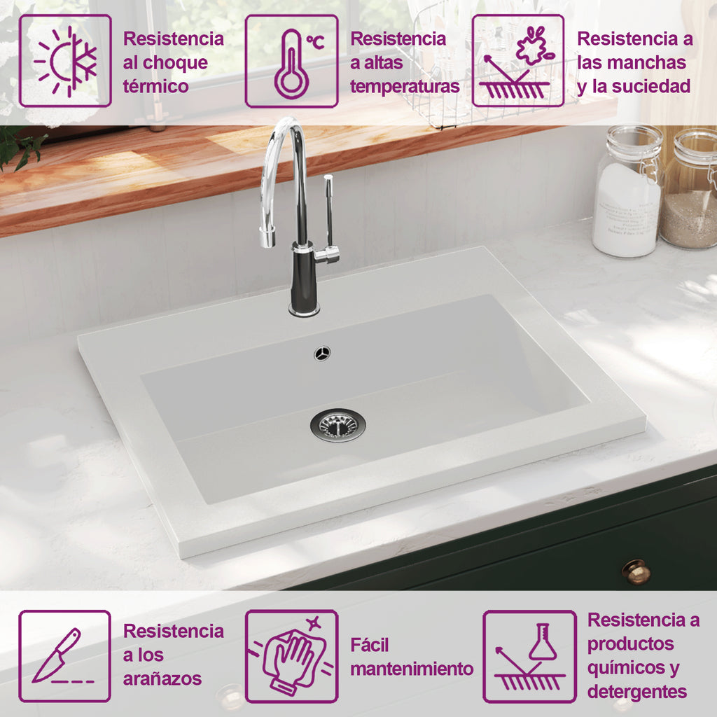 Lavabo de granito blanco 600x450x120 mm