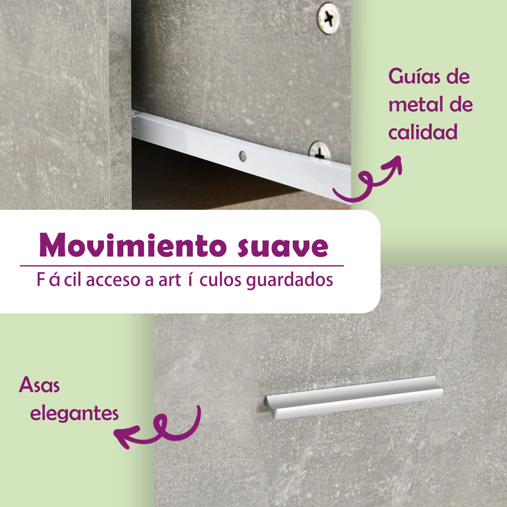 Armario bajo cajón madera ingeniería gris hormigón 60x46x81,5cm