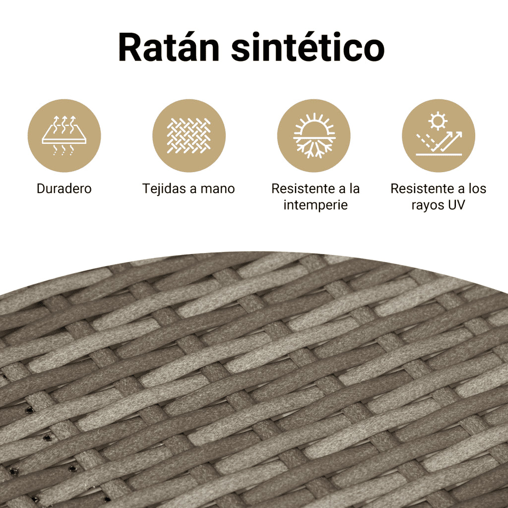 Biombo de 3 paneles ratán sintético gris