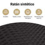 Silla de jardín con cojines ratán sintético negro