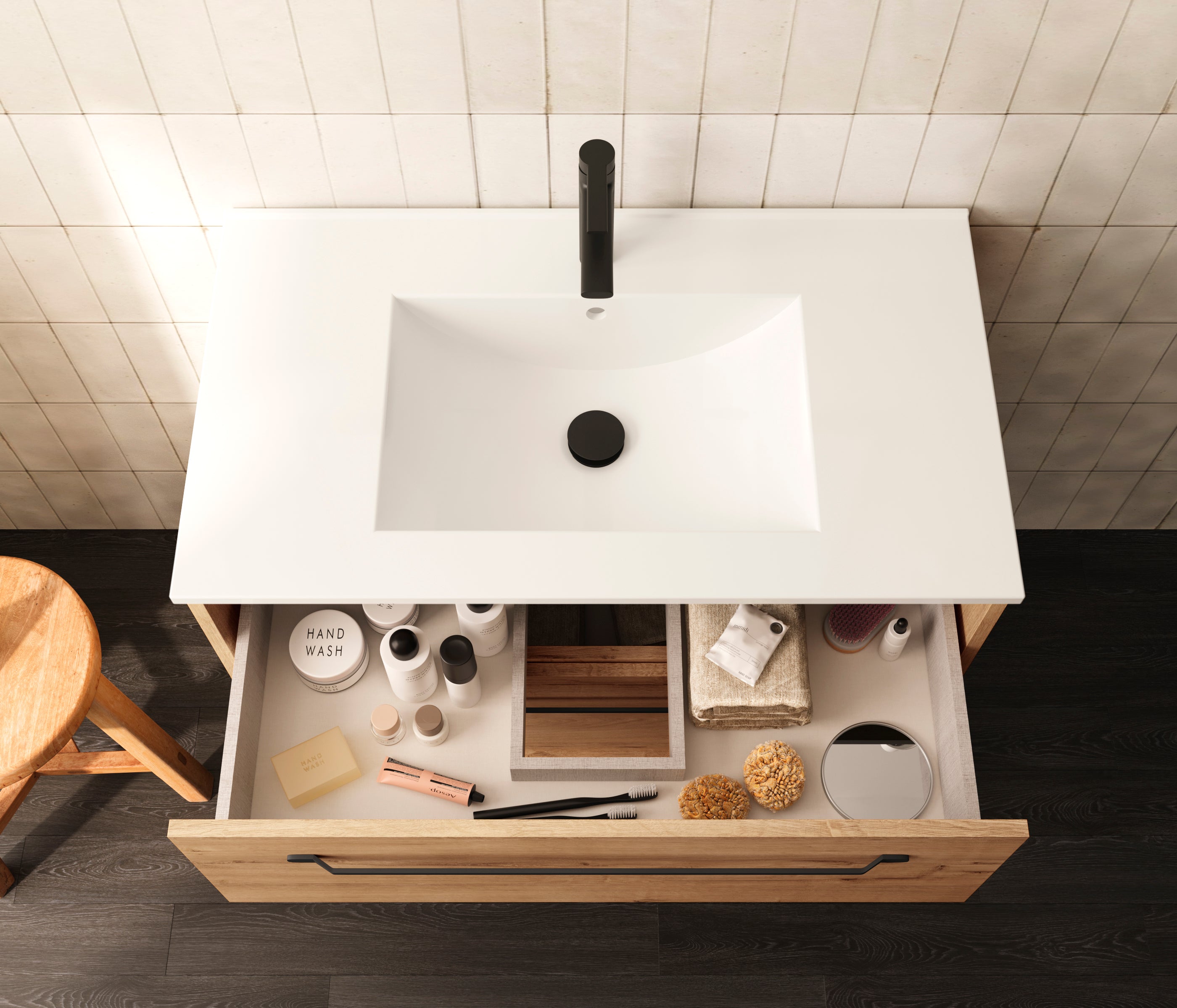 Mueble de baño con lavabo de encimera 120 cm Roble Ostippo | 3_BP