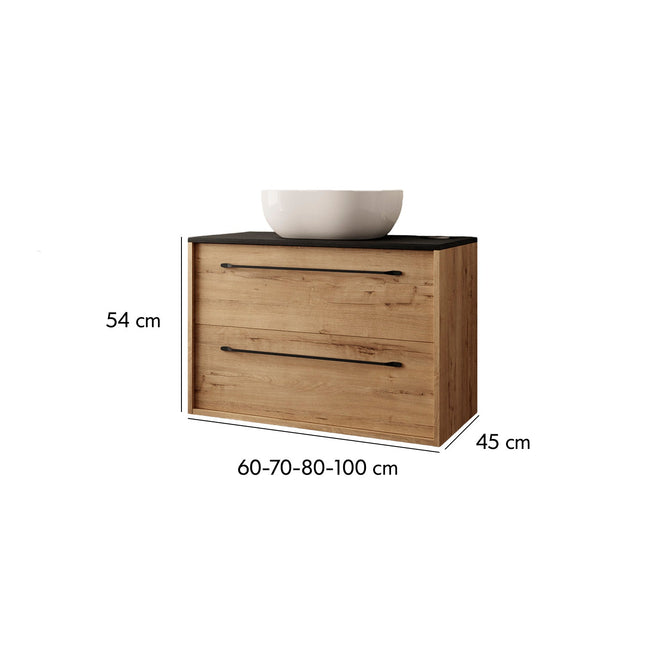 Conjunto mueble de baño completo con encimera roble Ostippo | 3_BP