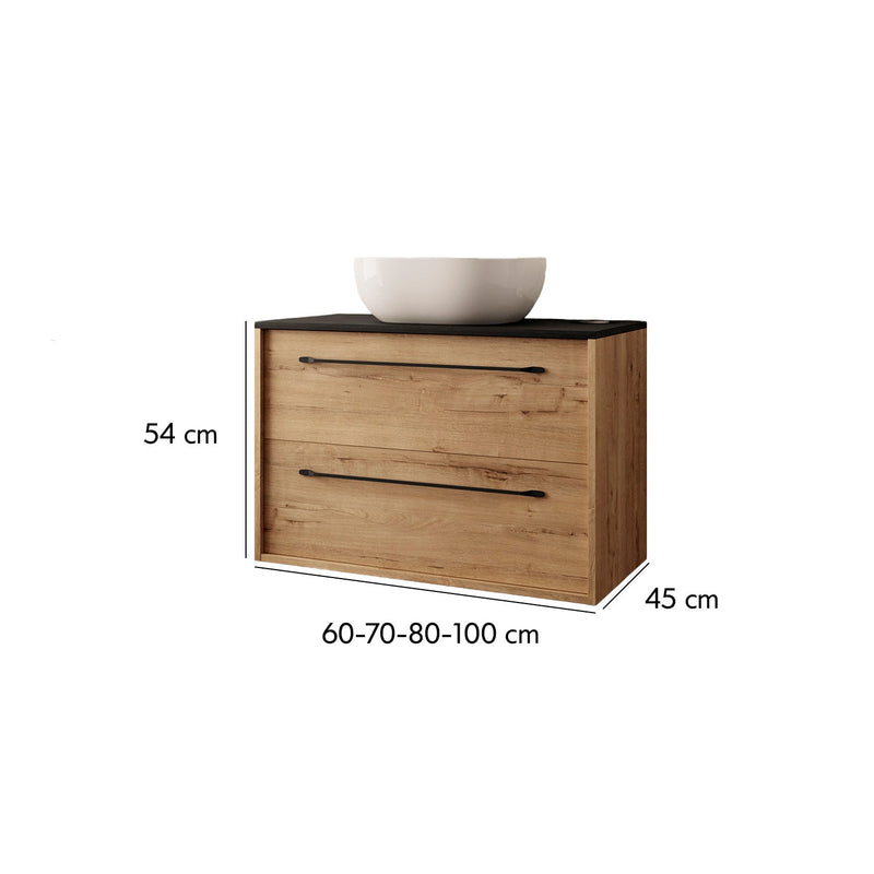 Conjunto mueble de baño completo con encimera roble Ostippo | 3_BP