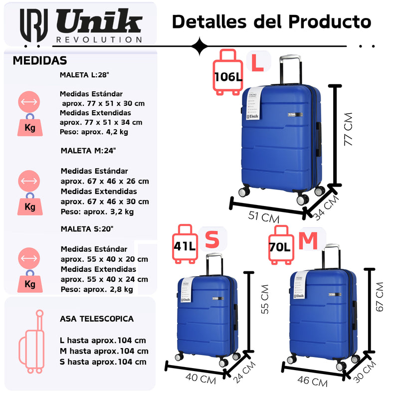 Juego De Maletas (L+M+S)-VigoModelo RigidaLuggage & Bags > Suitcases > Suitcase Travel Sets
