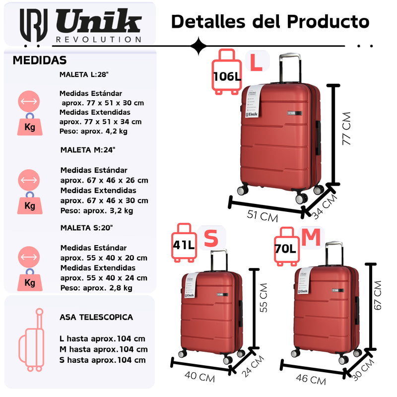Juego De Maletas (L+M+S)-VigoModelo RigidaLuggage & Bags > Suitcases > Suitcase Travel Sets