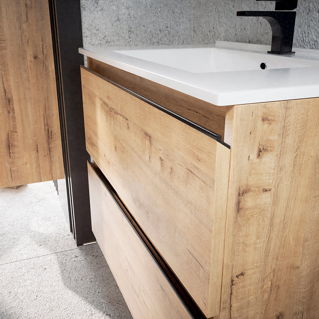 Mueble de baño con lavabo 2 cajones roble ostippo moderno | 1_ES