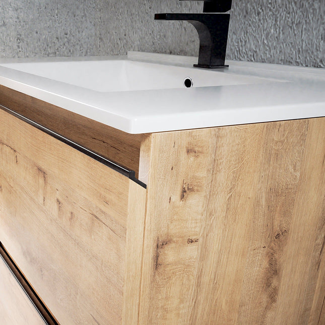 Mueble de baño 3 cajones roble Ostippo con patas a suelo | 3_BP