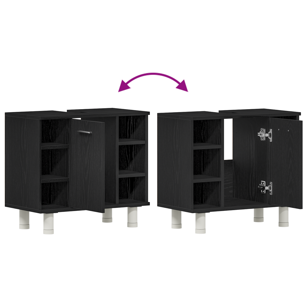 Gabinete de Baño con estante Roble Negro 60 x 32 x 54 cm