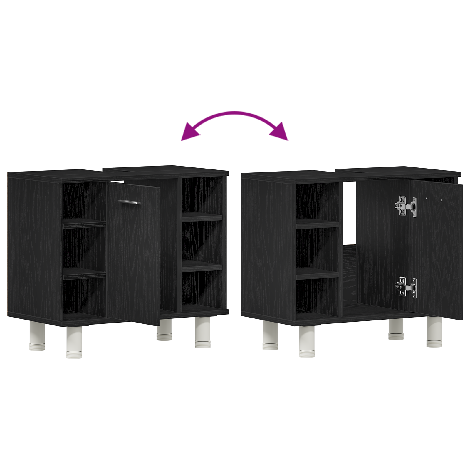 Gabinete de Baño con estante Roble Negro 60 x 32 x 54 cm