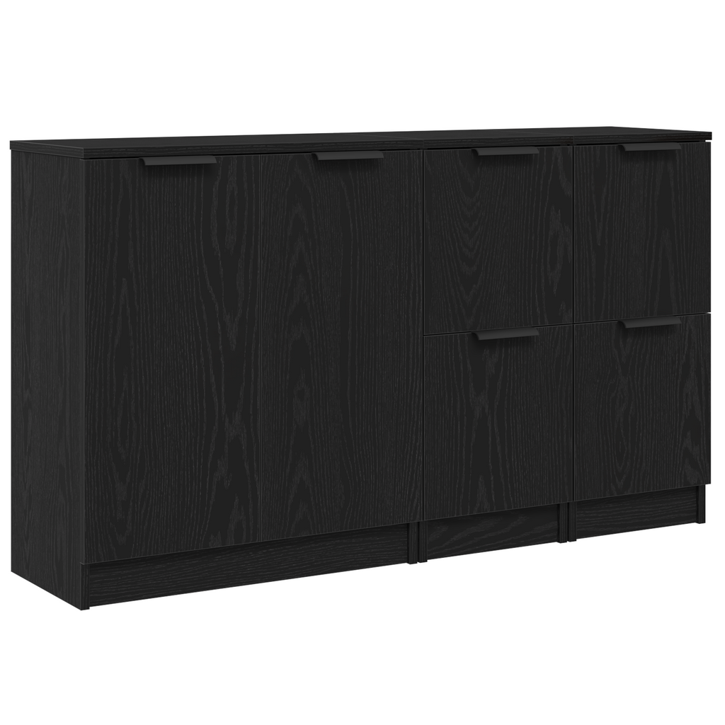Aparador 3 pcs Roble Negro Madera de ingeniería