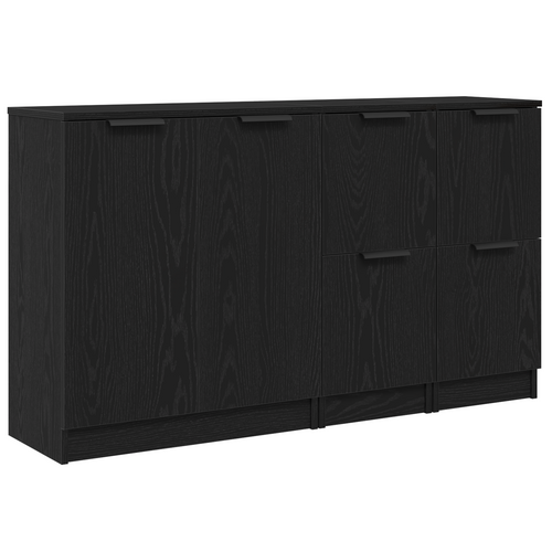 Aparador 3 pcs Roble Negro Madera de ingeniería
