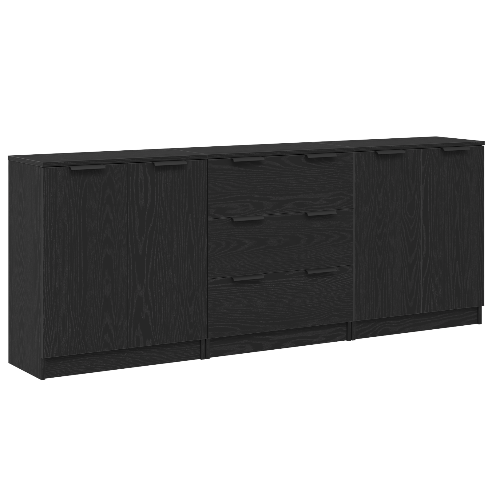 Aparador con cajón 3 pcs Roble Negro 180 x 30 x 70 cm