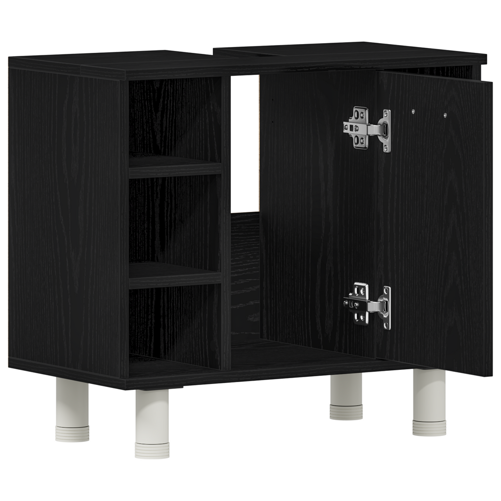Gabinete de Baño con estante Roble Negro 60 x 32 x 54 cm