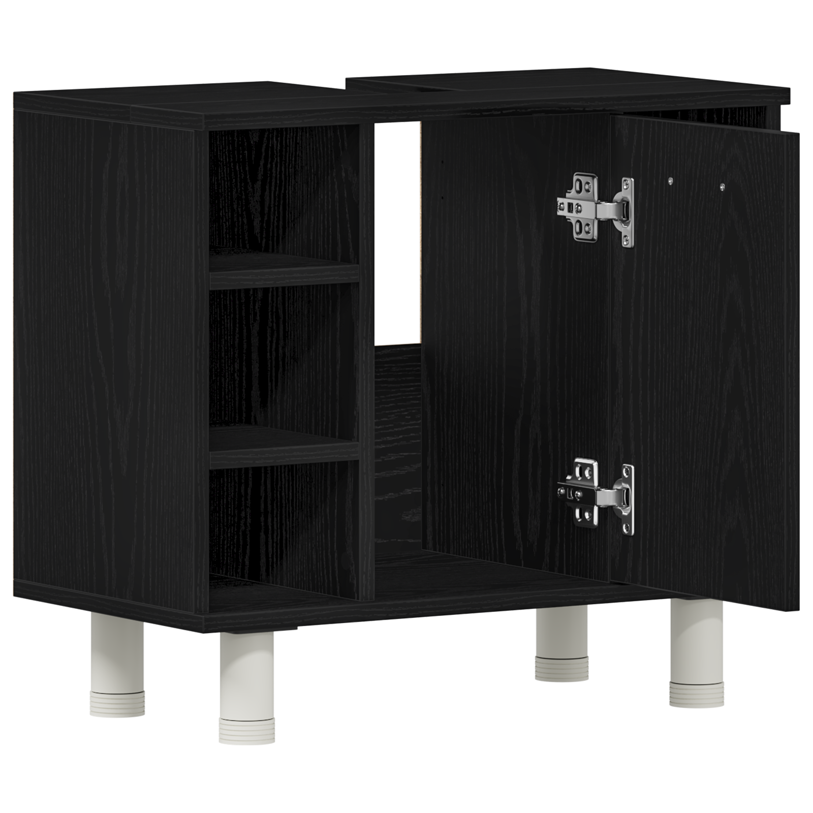 Gabinete de Baño con estante Roble Negro 60 x 32 x 54 cm