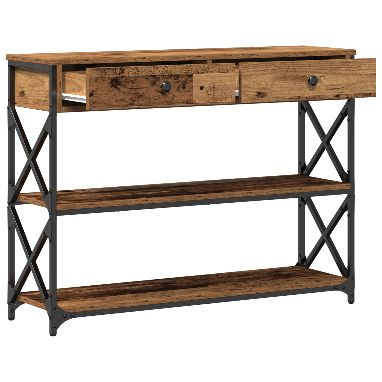 Mesa de Consola con cajón Madera vieja 100 x 28 x 75 cm