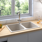 Lava-loiça de cozinha Bege 76 x 48 x 30 cm Quartzo e resina