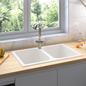 Lava-loiça de cozinha Bege 76 x 48 x 30 cm Quartzo e resina