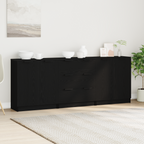 Aparador con cajón 3 pcs Roble Negro 180 x 30 x 70 cm