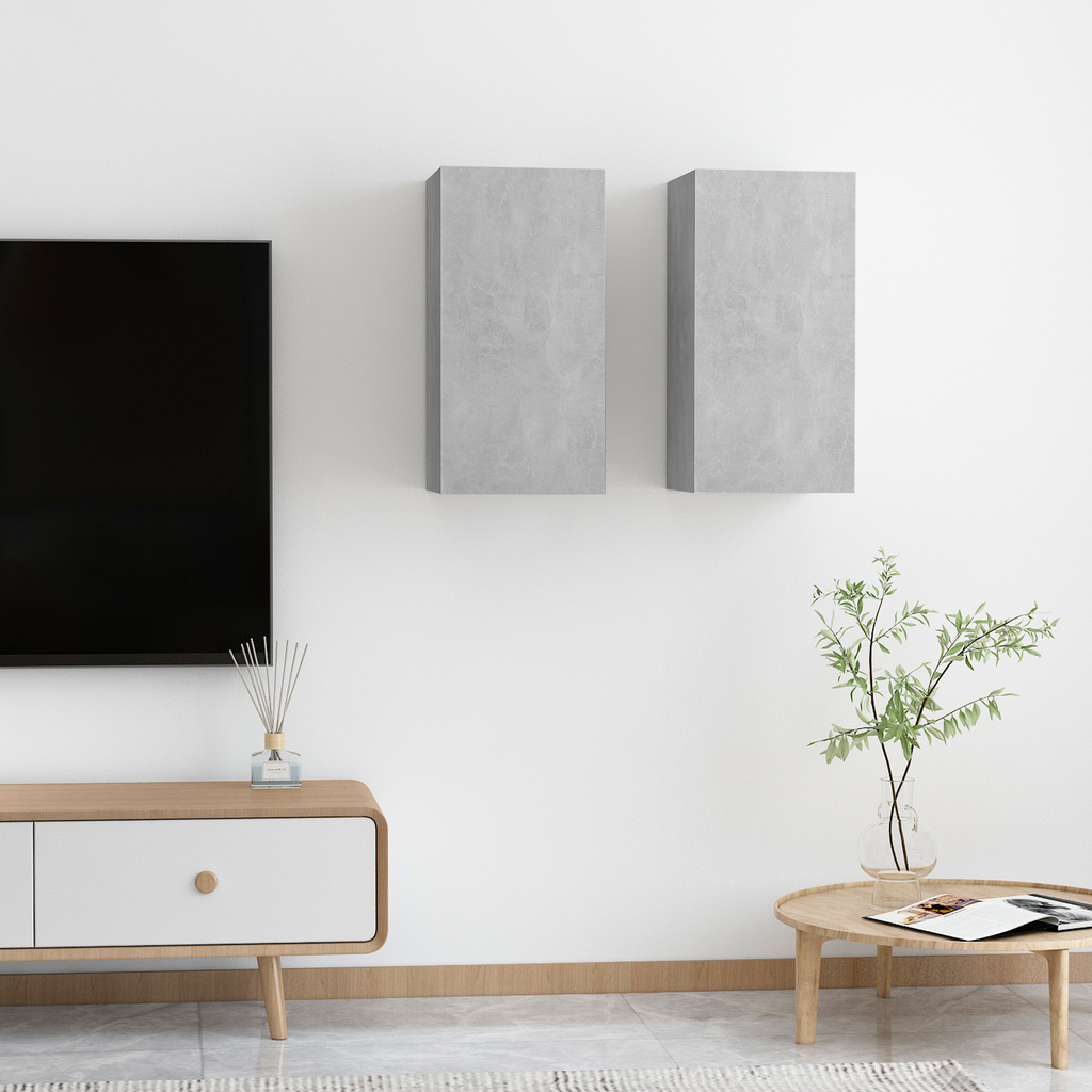 | Mueble para TV de Pared | 2 pcs Gris hormigón 30.5 x 30 x 60 cm