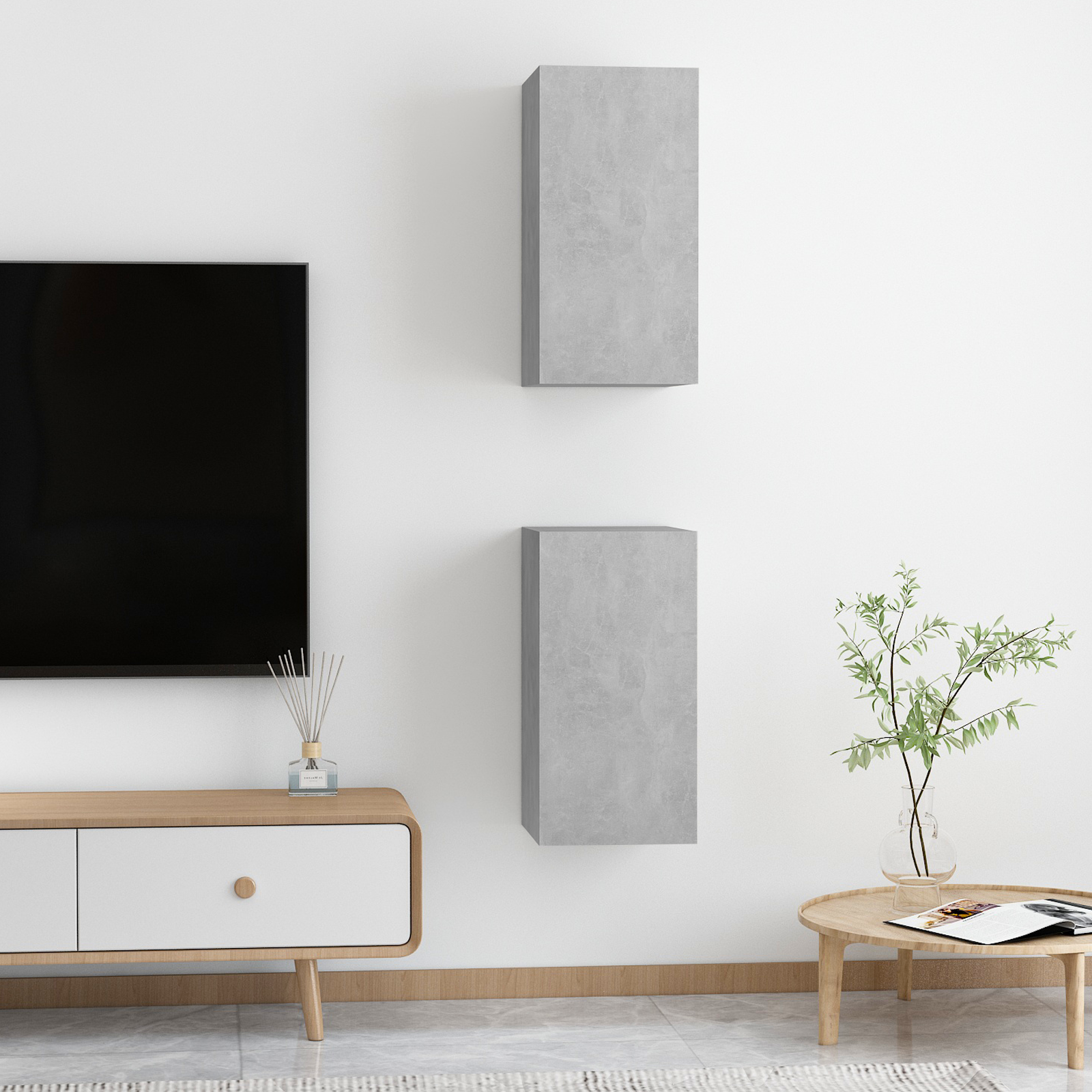 | Mueble para TV de Pared | 2 pcs Gris hormigón 30.5 x 30 x 60 cm
