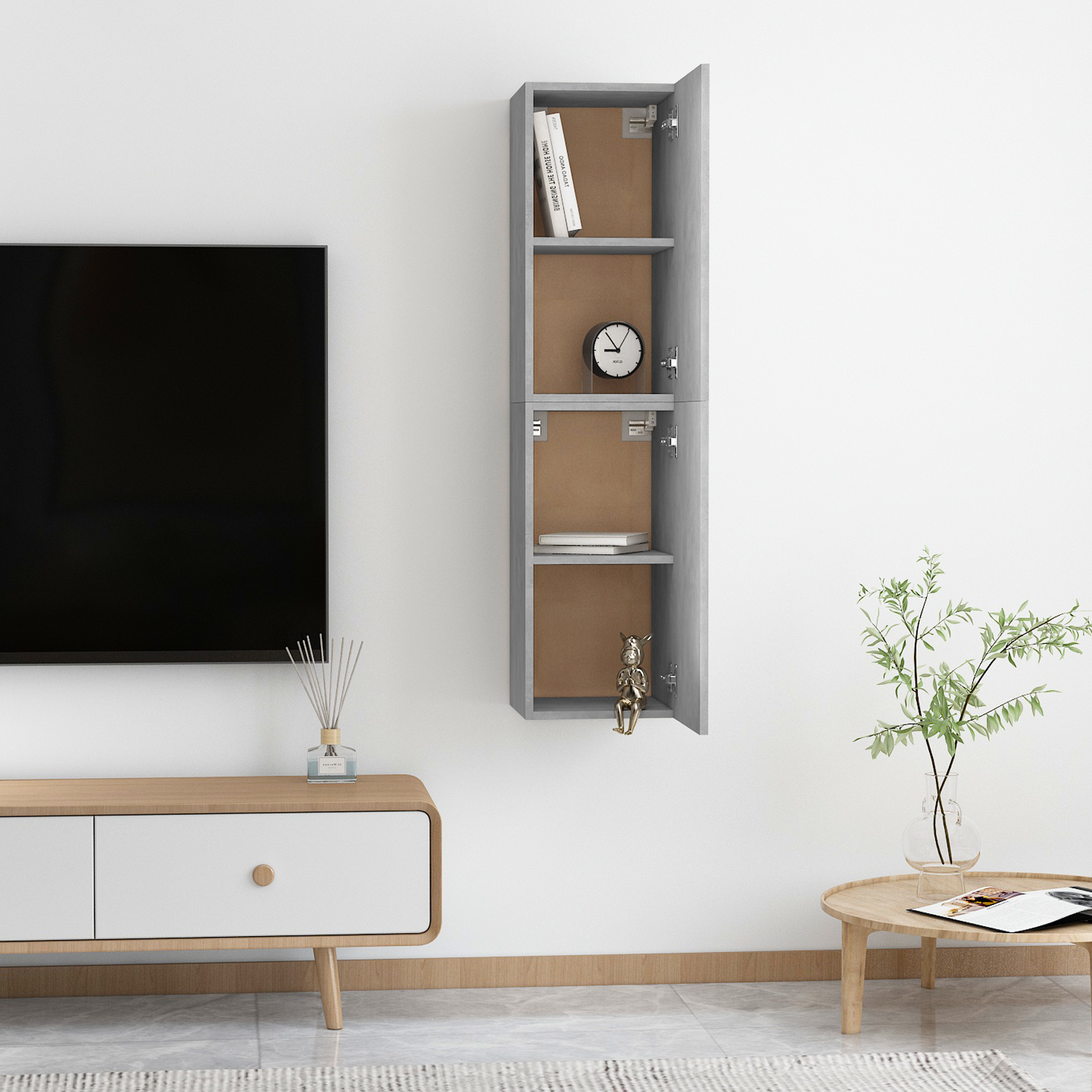 | Mueble para TV de Pared | 2 pcs Gris hormigón 30.5 x 30 x 60 cm