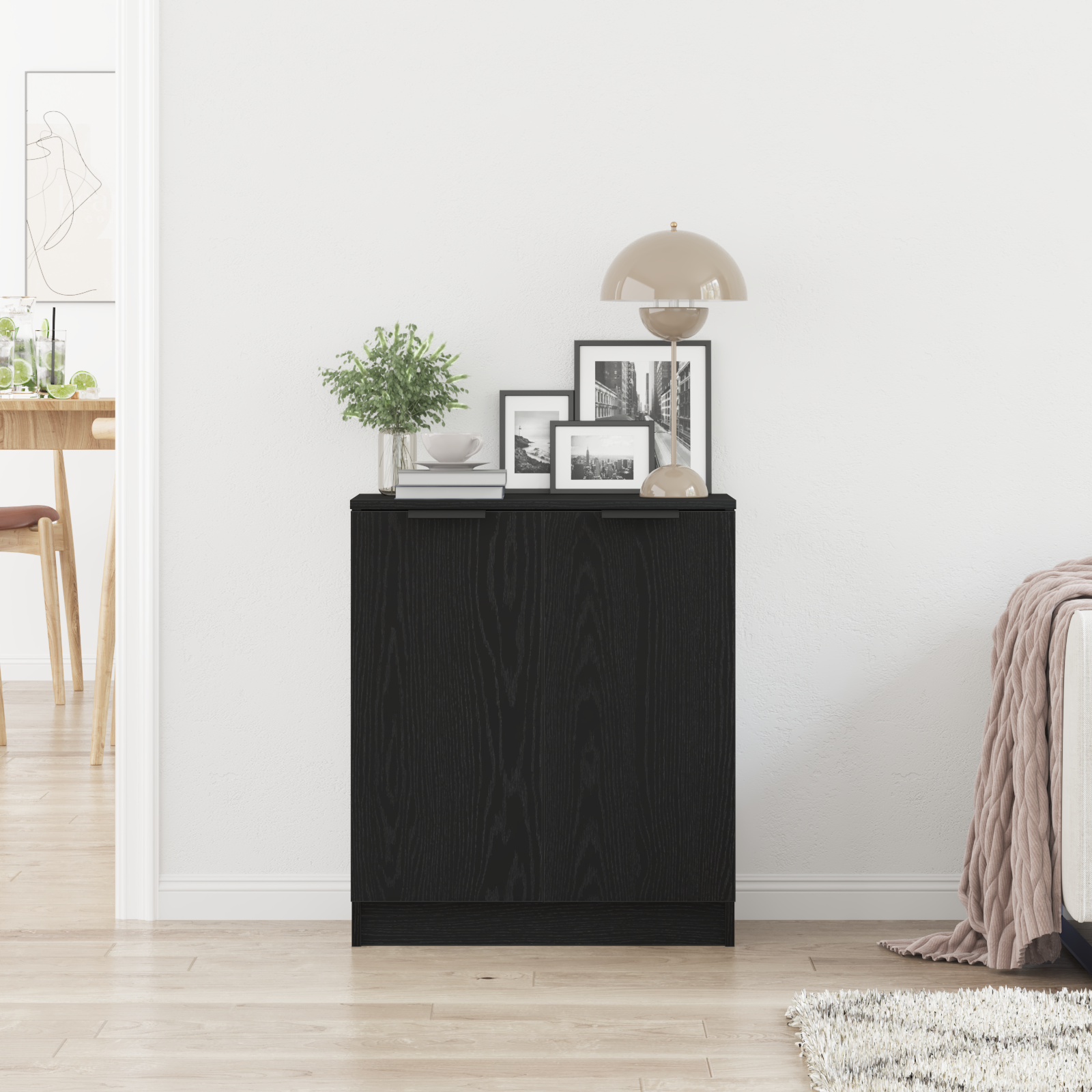 Aparador Roble Negro 60 x 30 x 70 cm Madera de ingeniería