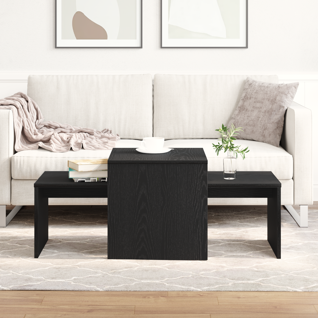 Mesas Nido Roble Negro 100 x 48 x 40 cm Madera de ingeniería