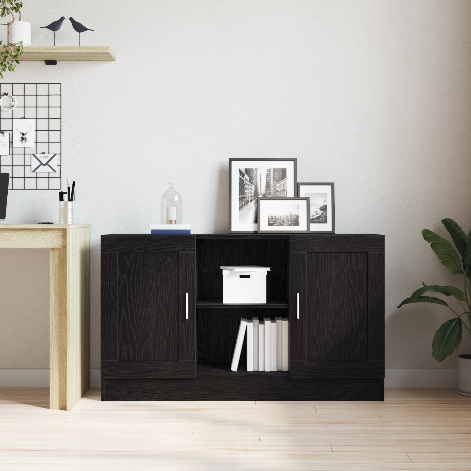 Vitrina Roble Negro 120 x 30,5 x 70 cm Madera contrachapada