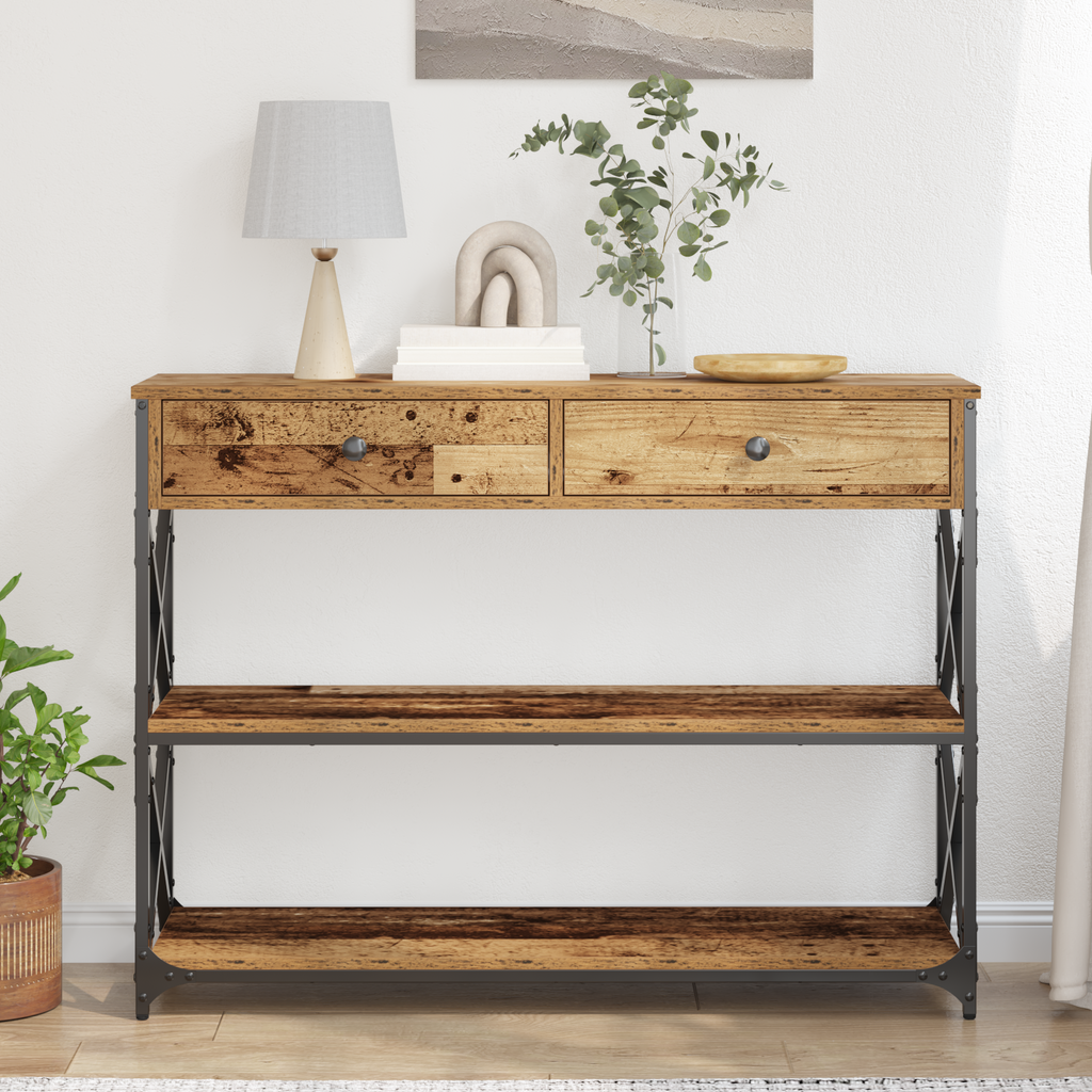 Mesa de Consola con cajón Madera vieja 100 x 28 x 75 cm