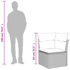 Sofá de jardín esquinero con cojines de ratán sintético marrón