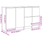 Aparador 3 pcs Roble Negro Madera de ingeniería